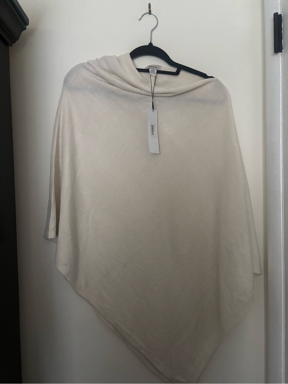 Light Cream Draped Poncho Sweater - Elegant Layering